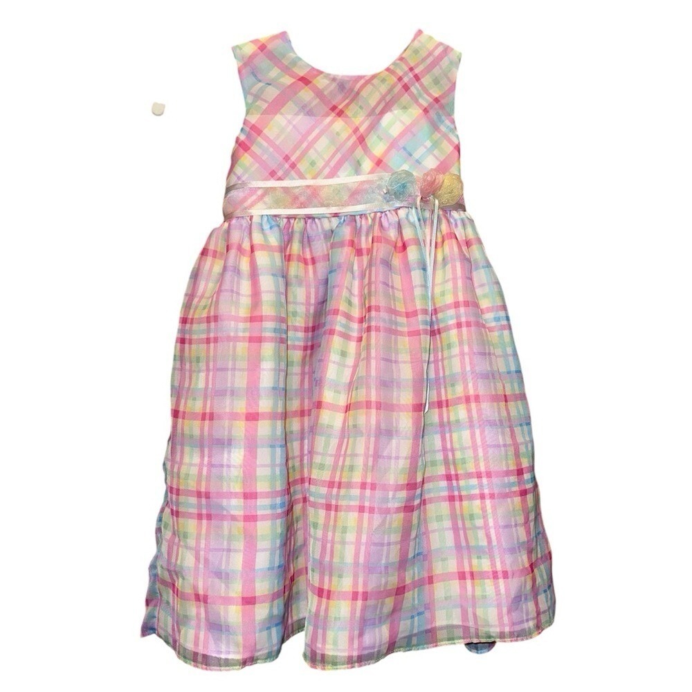 La Princess Colorful Beautiful Plaid Sleeveless Dress pastel 3T Easter dress